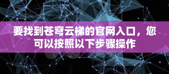 要找到苍穹云梯的官网入口，您可以按照以下步骤操作